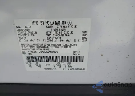 2019 Ford Explorer Xlt из США, поврежденный, VIN 1FM5K7D86KGA87806